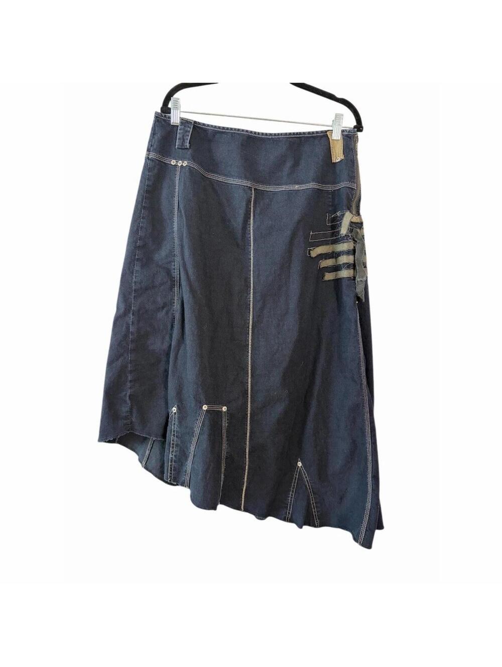 Ashley Stewart Skirt Womens Size 14 Blue Dark Wash Denim Maxi Mermaid Distressed